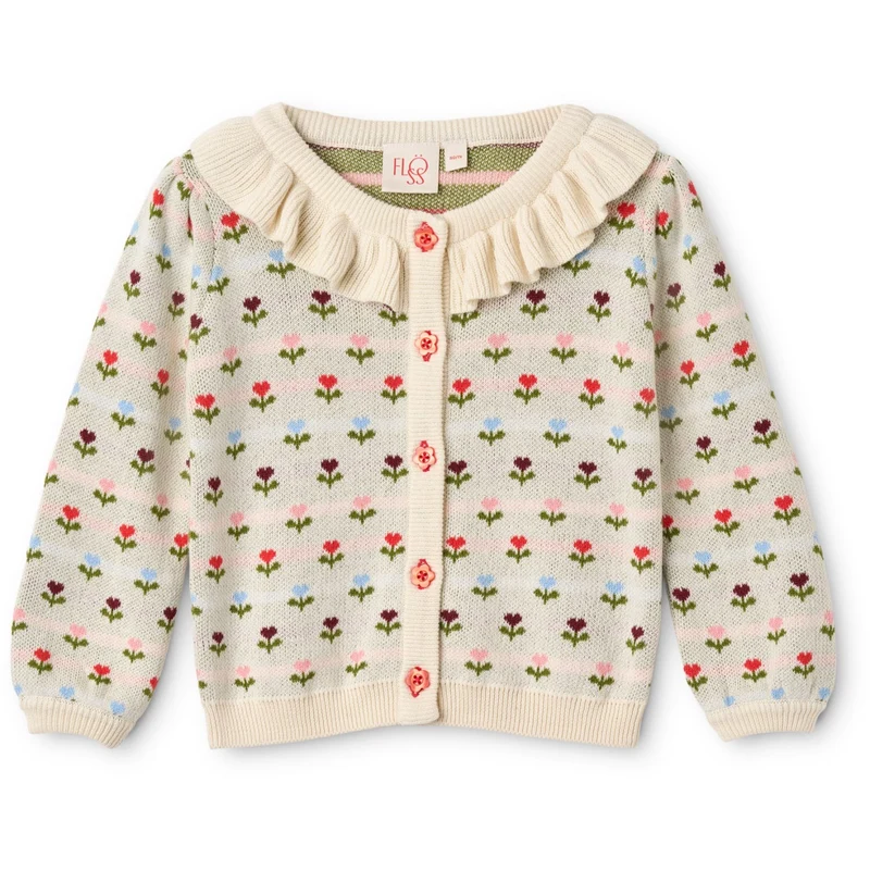 Flöss Cream Multi Floral Annabelle Cardigan
