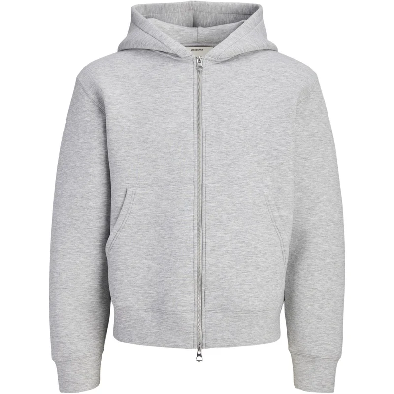 Jack & Jones Junior Light Grey Melange Jcolegacy Sweat Scuba Zip Hette Sn Jnr