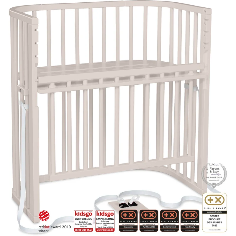 babybay® Beige Varnished Boxspring Comfort Plus Co-sleeper