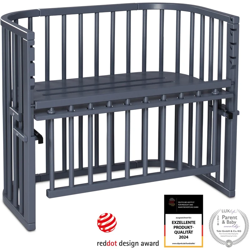 babybay® Grey Varnished Maxi Comfort Plus Co-sleeper