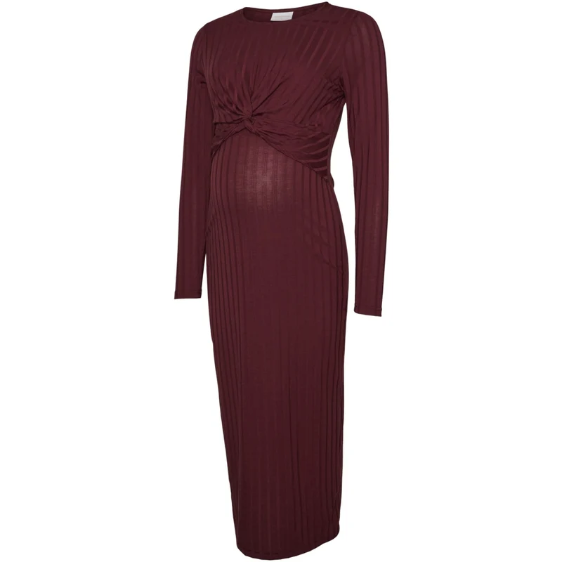 Mama;licious Windsor Wine Mllucy June Ls Jrs Midi Kjole 2F
