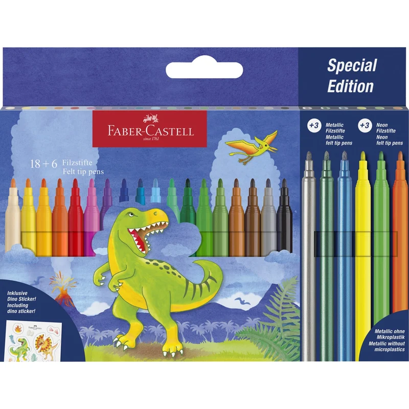 Faber-Castell Tusser Dinosaurus 8+3 METALLISK