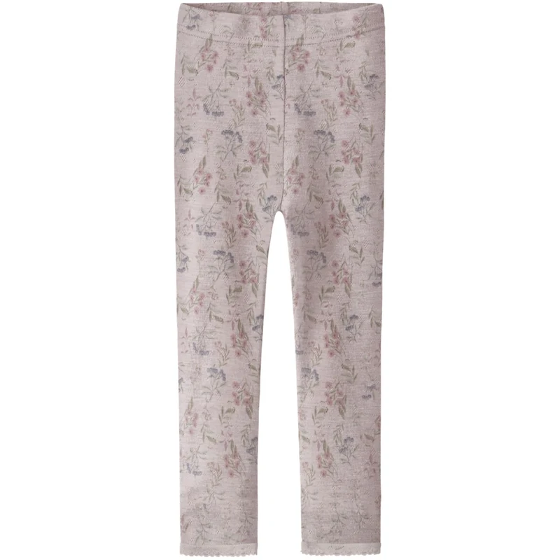 Name It Violet Ice Flowers + Leafs Nmfwang Ull Needle Leggings Noos