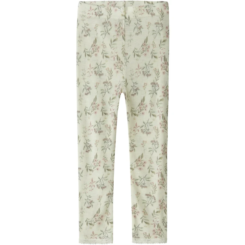 Name It Snow White Flowers + Leafs Nmfwang Ull Needle Leggings Noos