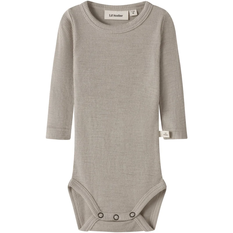 Lil'Atelier Feather Gray Nbnnalu Rib Wo/Mo Ls Slim Body Lil
