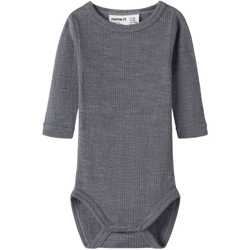 Name It Folkstone Gray Nbnwax Ull Rib Ls Body Noos