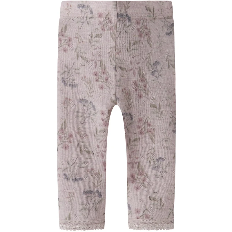 Name It Violet Ice Flowers And Leafs Nbfwang Ull Needle Leggings Noos