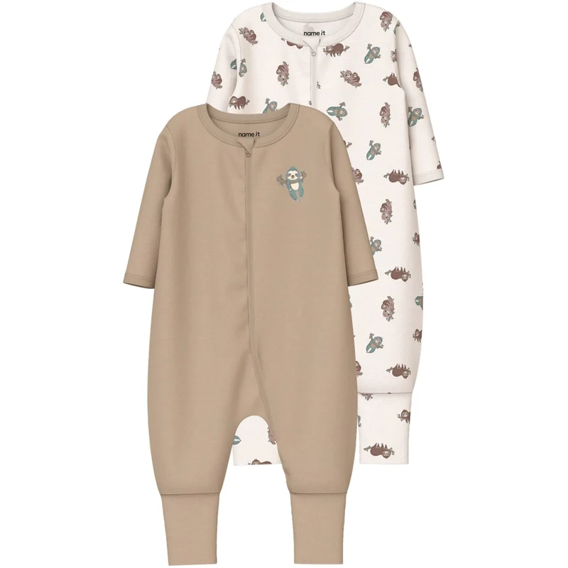 Name It Jet Stream Nbnnightsuit 2P Zip Ff Sloth Noos