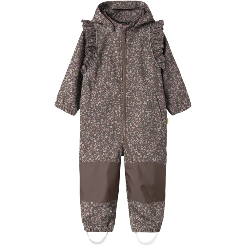 Name It Brown Lentil Flower Field Nmfalfa08 Softshell Drakt Frill AOP Fo
