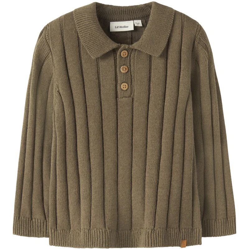Lil'Atelier Kangaroo Nmmlomon Ls Loose Strikk Polo Lil