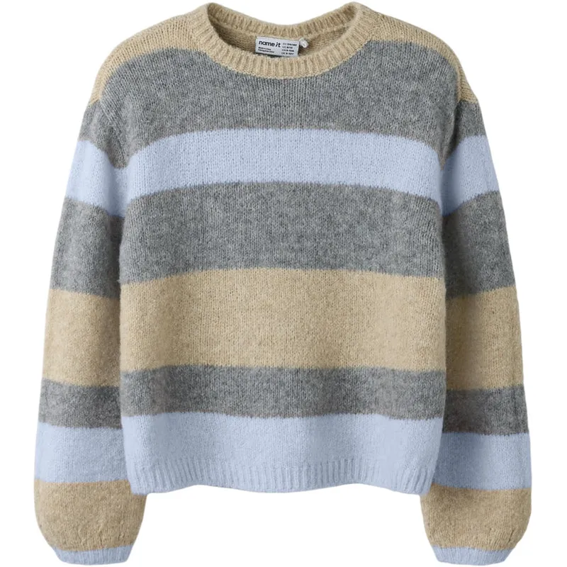 Name It Subdued Blue Nkfluci Ls Loose Strikk