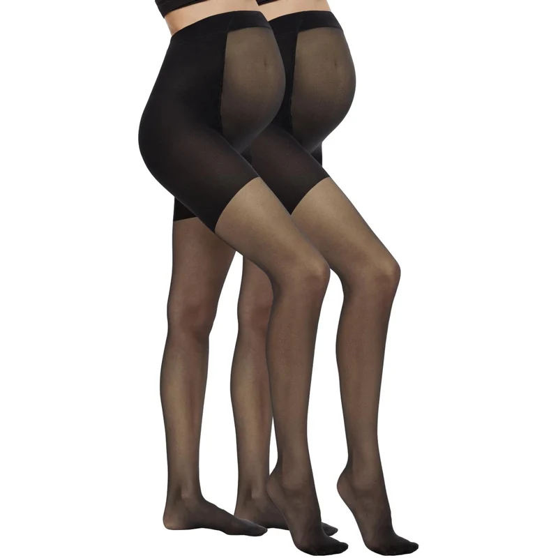 Mama;licious Black Black Mlsabrina Support Strømpebukser 30Den 2-P No