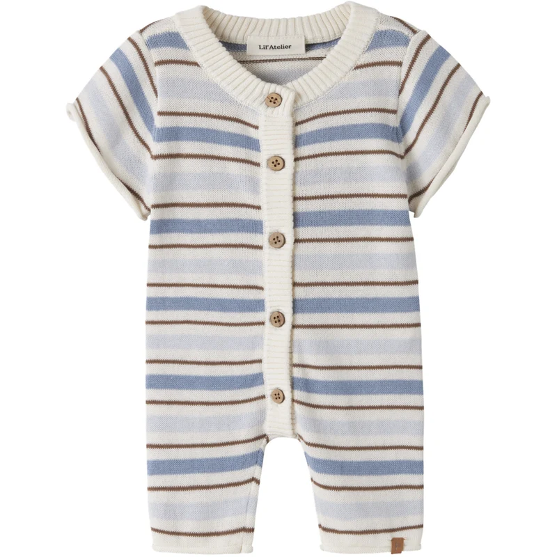 Lil'Atelier Coconut Milk Dusty Blue Nbmhito Ss Strikk Drakt Lil