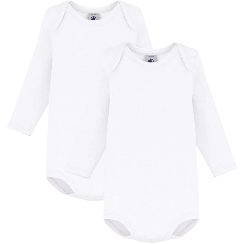Petit Bateau White Long Sleeve Bodysuit 2-Pack