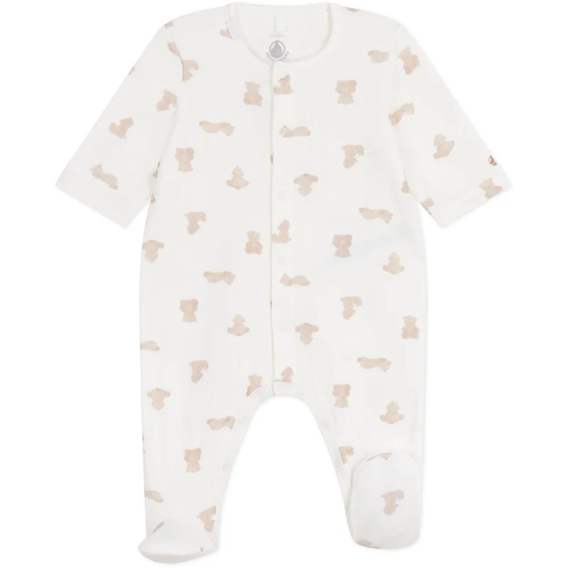 Petit Bateau Marshmallow/Brown Nightsuit