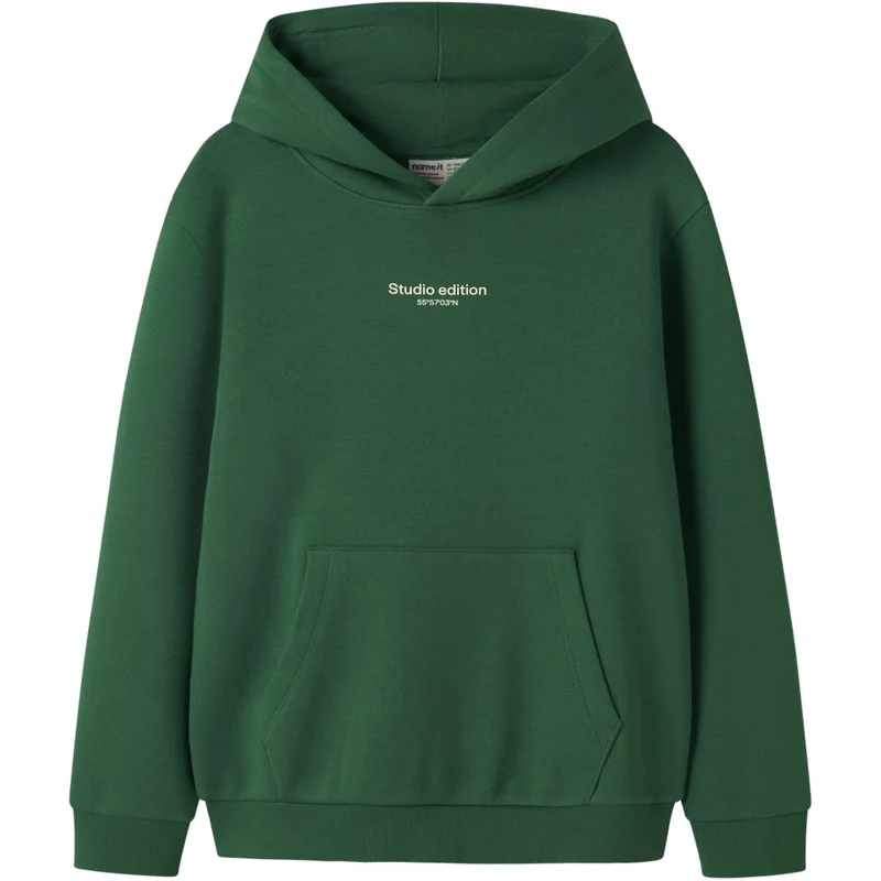 Name It Verdant Green W. Jet Stream Print Nkmbrody Ls Nreg Sweat Wh Bru Noos
