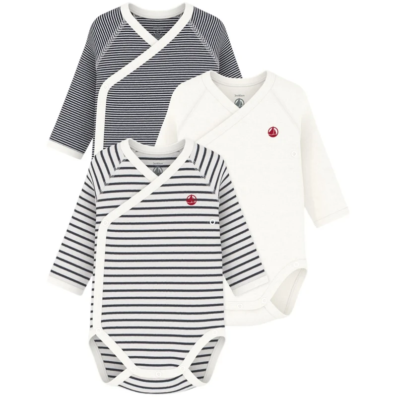 Petit Bateau Navy/White 3-pakning Body