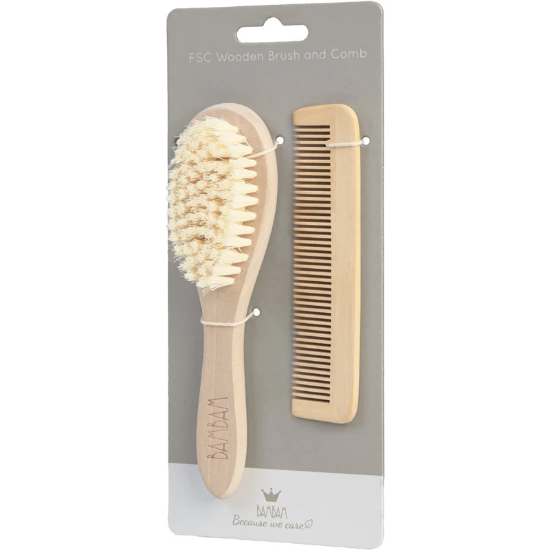 BAMBAM Brown Eco Friendly Brush & Comb On Displaycard