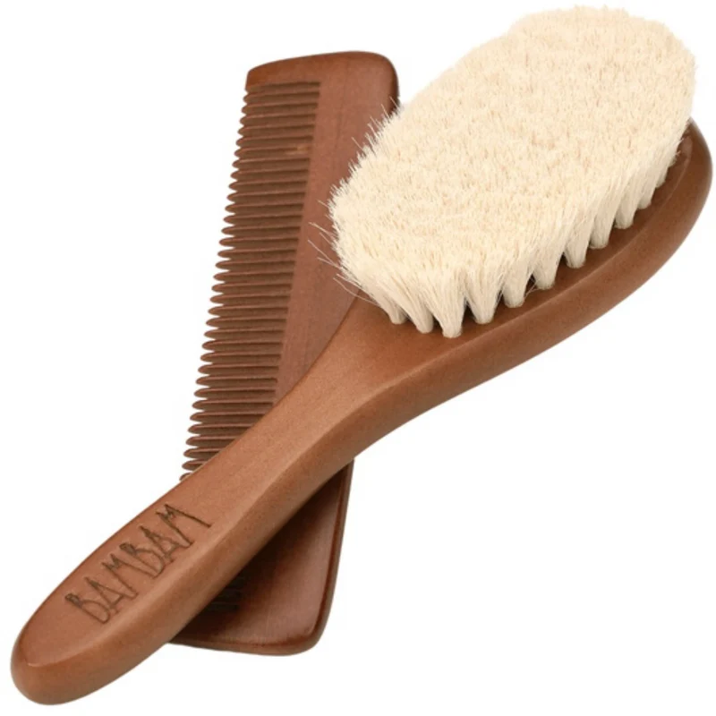 BAMBAM Brown Eco Friendly Dark Brush & Comb On Card