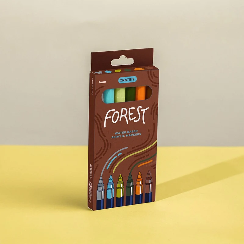 Crateit Forest Markører 1mm 6 Pakke