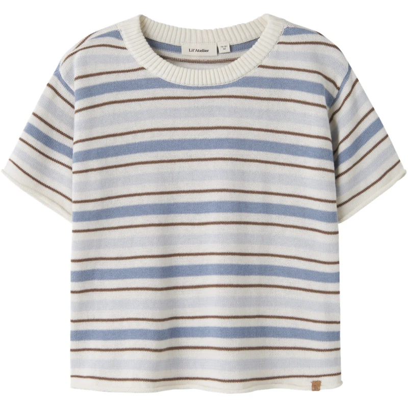 Lil'Atelier Coconut Milk Dusty Blue Nmmhito Ss Loose Strikk Lil