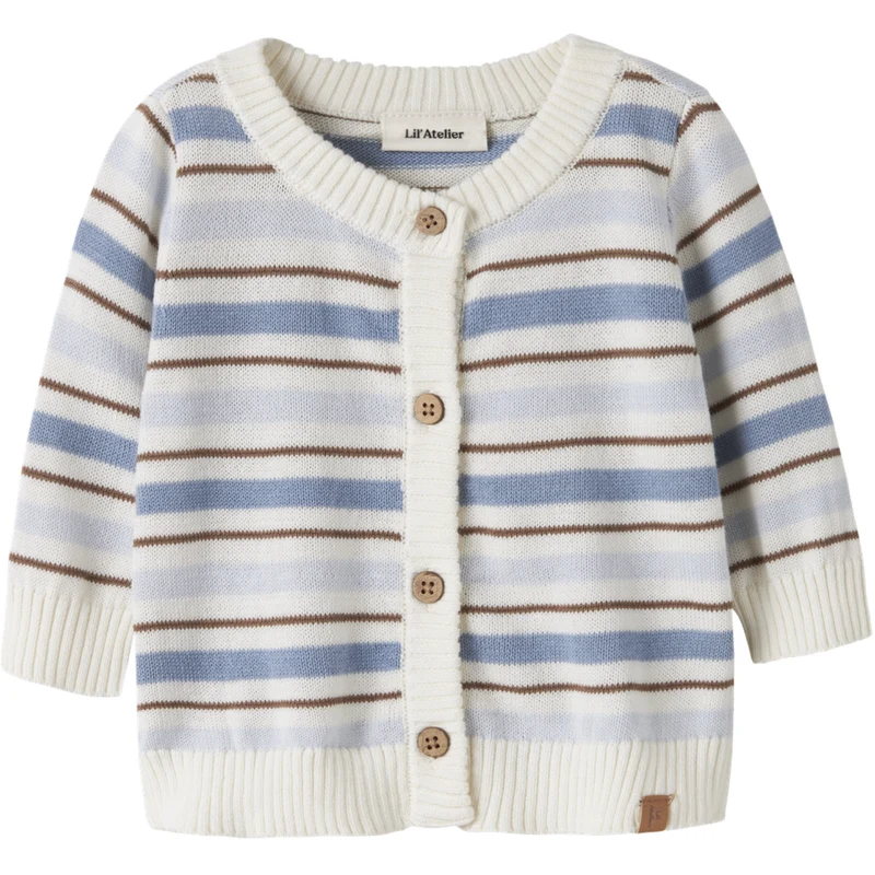 Lil'Atelier Coconut Milk Dusty Blue Nbmhito Ls Strikk Card Lil