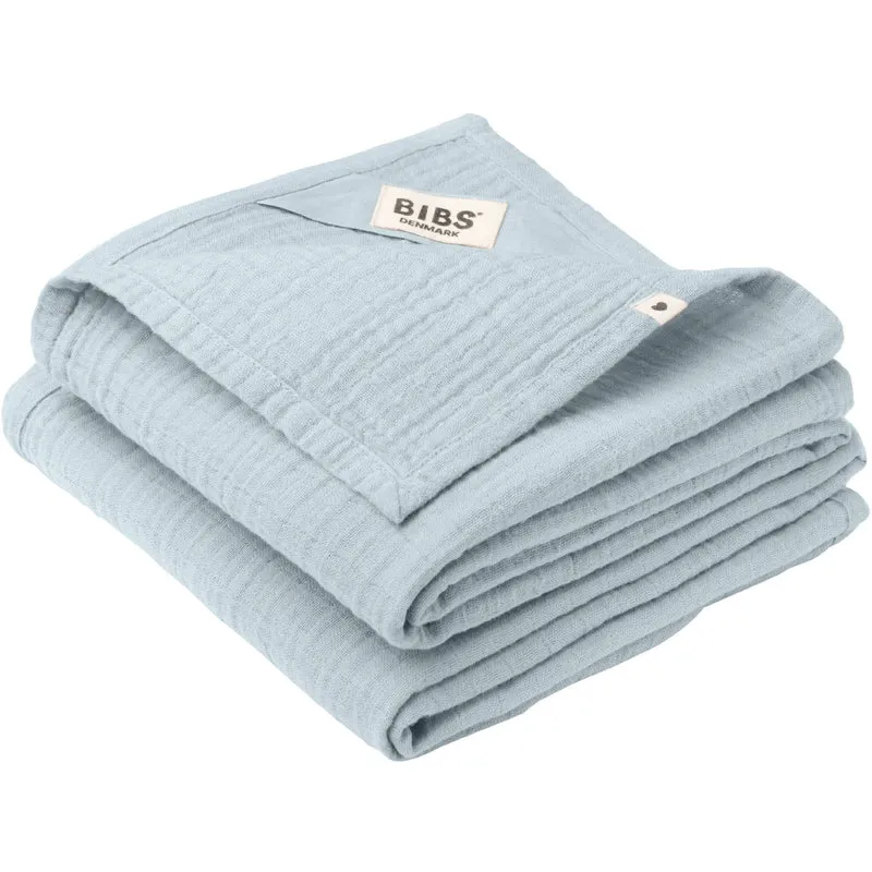 Bibs Baby Blue Muslin Cloth 2-Pakning