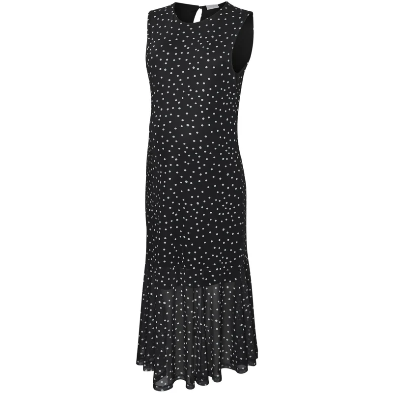 Mama;licious Black Snow White Dots Mlsara Sl Jrs Midi Kjole