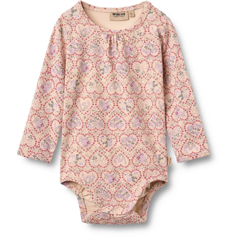 Wheat Magenta Heart Flowers Body L/S Liv