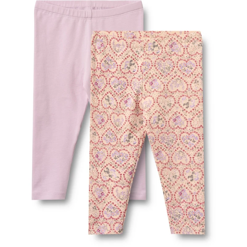 Wheat Magenta Heart Flowers 2 Leggings Jules