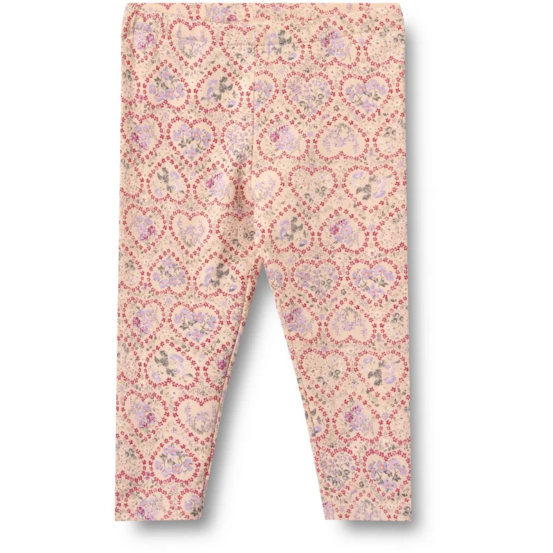 Wheat Magenta Heart Flowers Leggings Jules