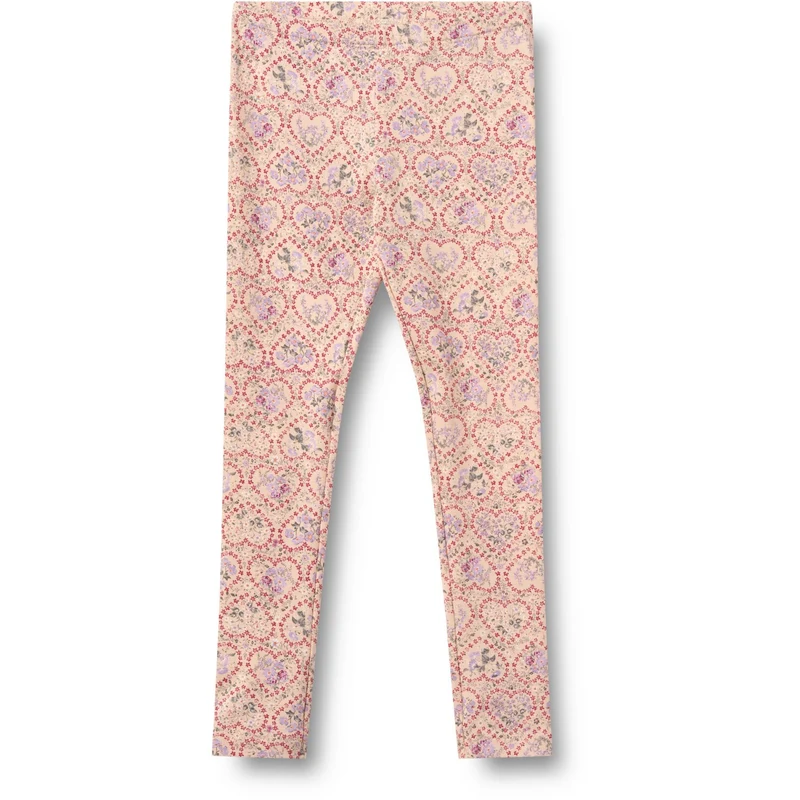 Wheat Magenta Heart Flowers Leggings Jules
