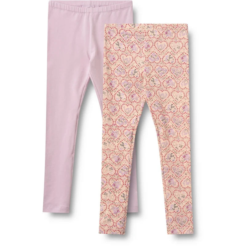 Wheat Magenta Heart Flowers 2 Leggings Jules