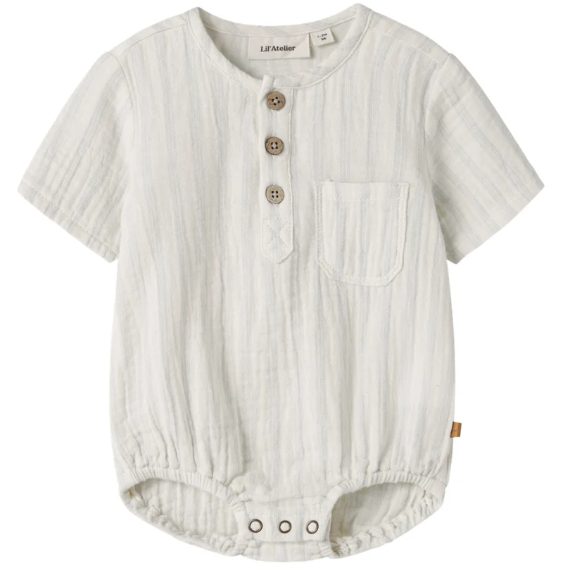 Lil'Atelier Coconut Milk Dusty Blue Nbmhagi Ss Loose Skjorte Body Lil