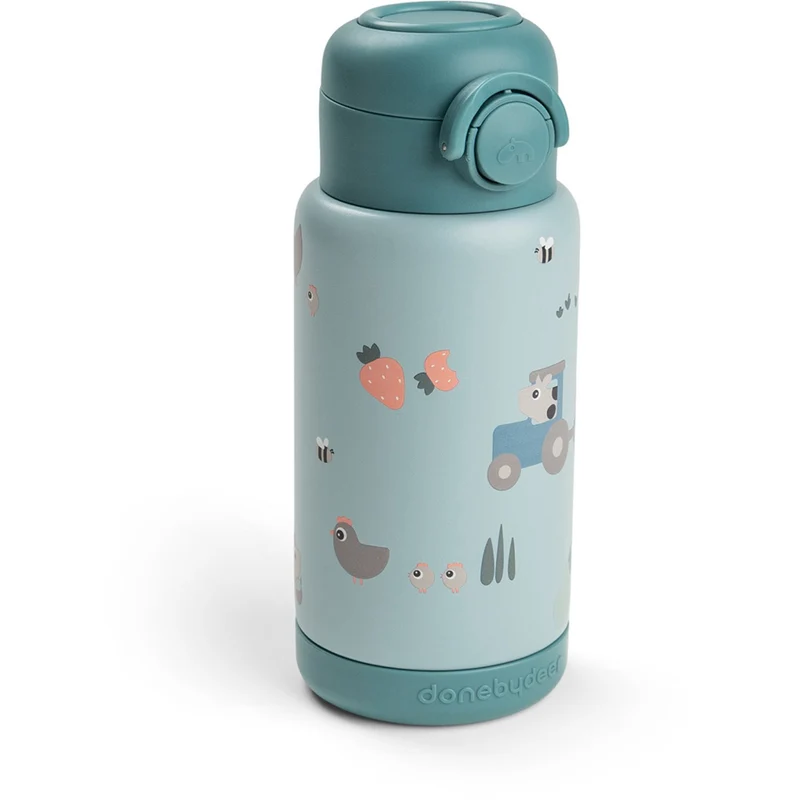 DonebyDeer Blue Tiny Farm Insulated Sugerør Flaske