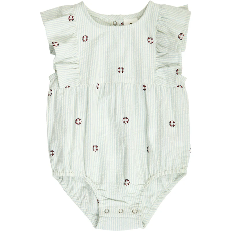 Müsli Tofu/ Ocean/ Mineral Red Seersucker Stripe Frill S/S Body