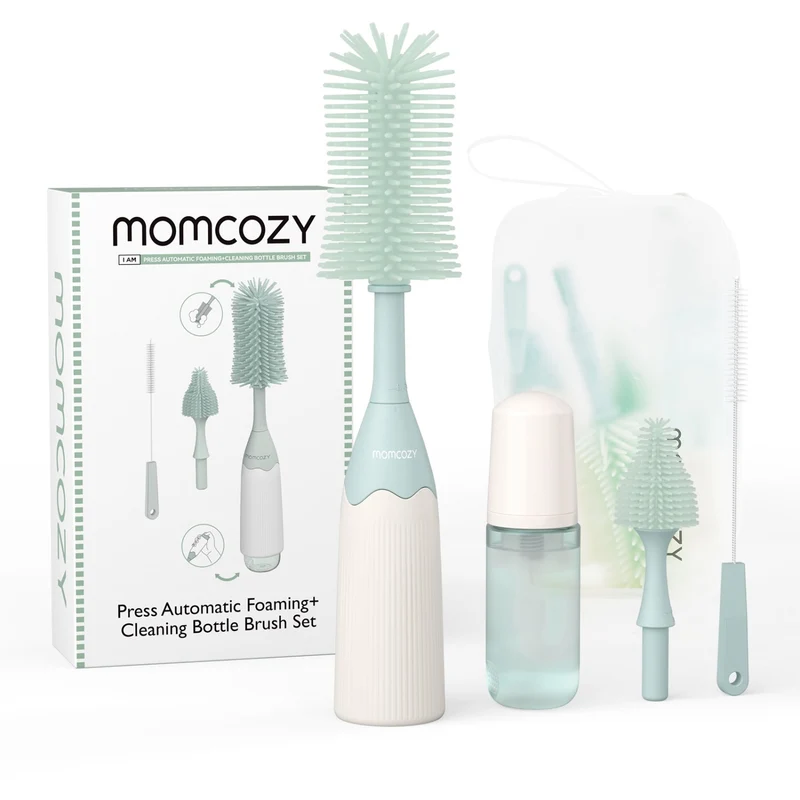 Momcozy Green Push-Press Design Flaske Brush Kit
