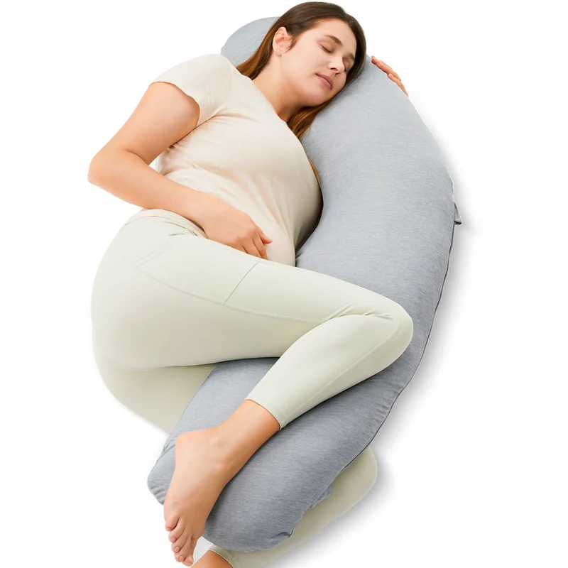Momcozy Grey J Shaped Pregnancy Pute Jersey Stoff
