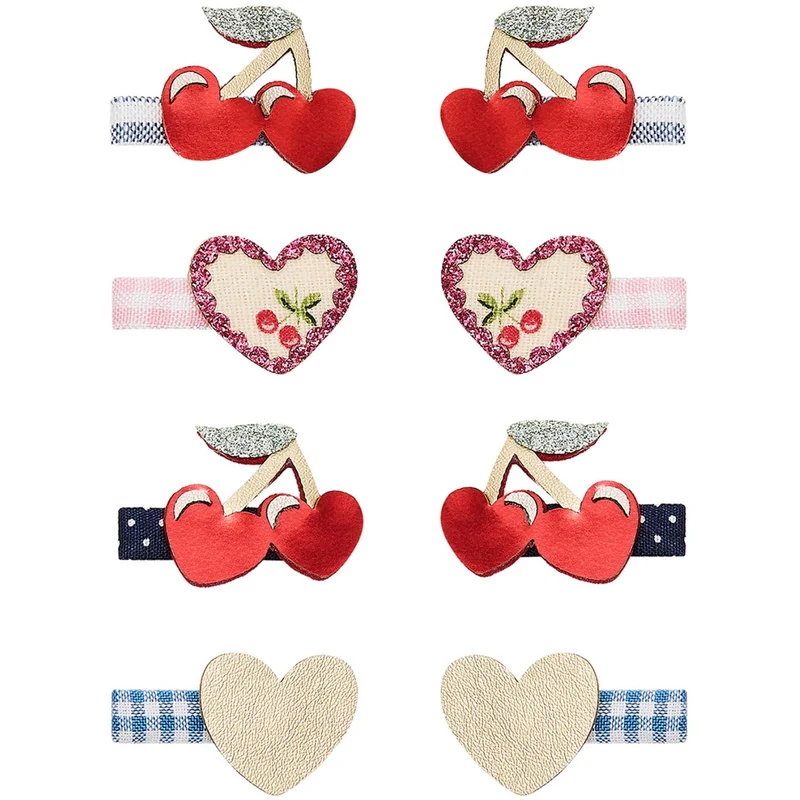 Mimi & Lula 8 Hårclips - Mini Red Cherries Mon Cheri