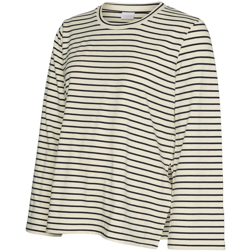 Mama;licious Birch Navy Blazer Mlamila Vita Ls Jrs Wide Sleeve Topp 2F
