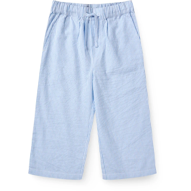 COPENHAGEN COLORS Sky Blue W Cream Stripe Seersucker Pajama Bukser