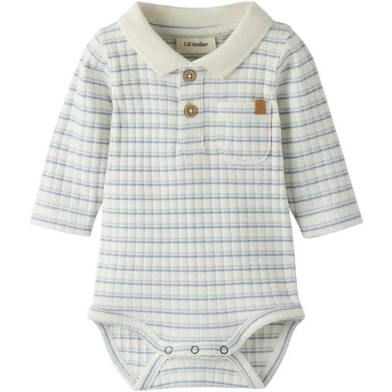 Lil'Atelier Coconut Milk Dusty Blue Nbmhaldur Ls Slim Body Lil