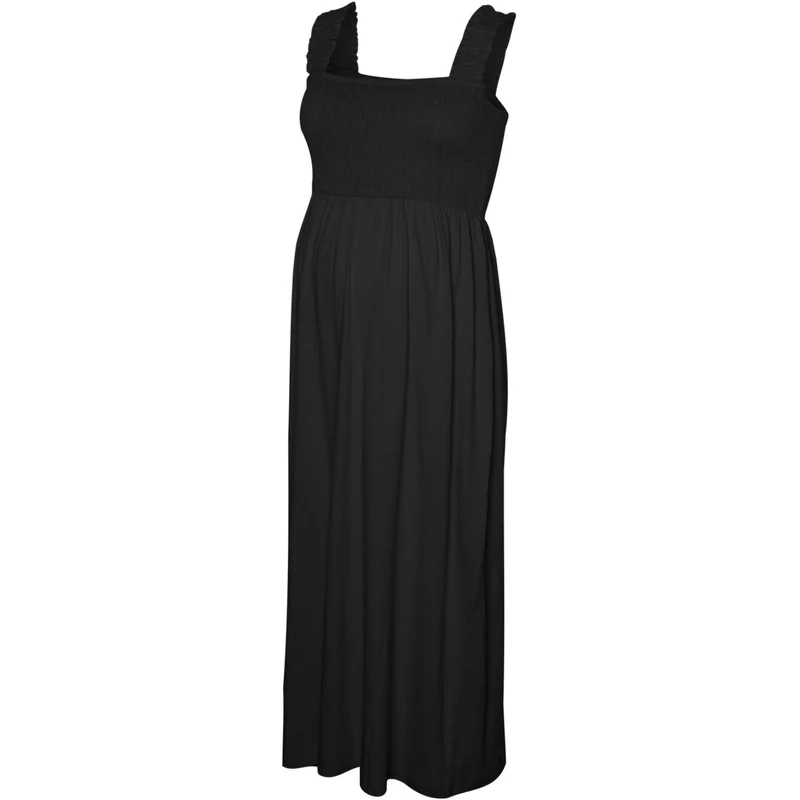 Mama;licious Black Mlivy Smock Sl Jrs Midi Kjole Noos