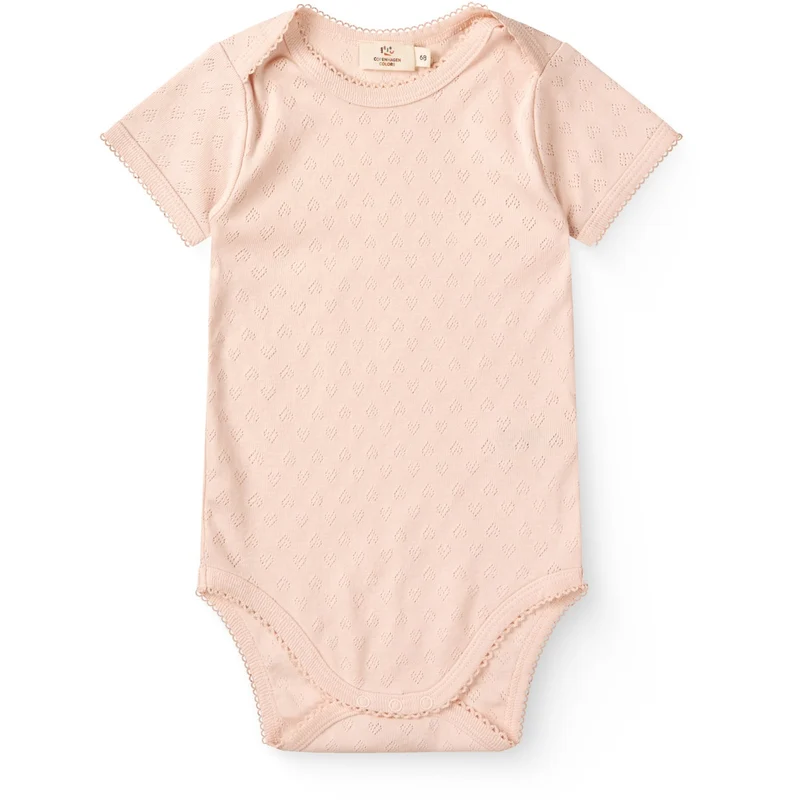 COPENHAGEN COLORS Dusty Rose Pointelle Heart Lapneck Body Ss