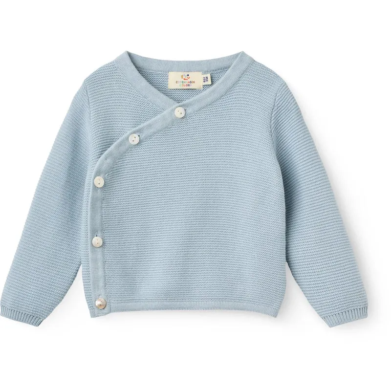 COPENHAGEN COLORS Dusty Blue Baby Cross-Over Cardigan