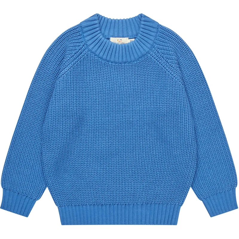 COPENHAGEN COLORS Sharp Blue Strikket Classic Rib Bluse