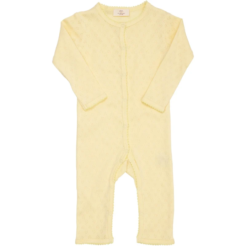 COPENHAGEN COLORS Pale Yellow Pointelle Heart Full Body