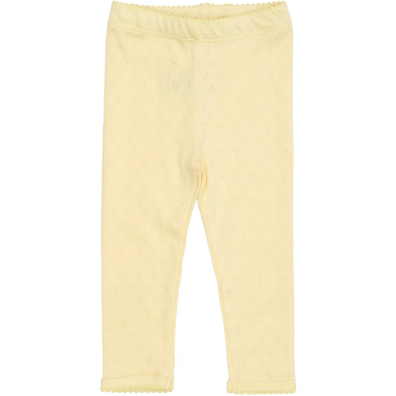 COPENHAGEN COLORS Pale Yellow Pointelle Heart Leggings