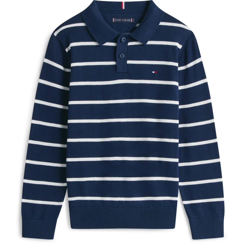 Tommy Hilfiger Dark Night Navy Stripe Polo Halsbånd Sweater Ls