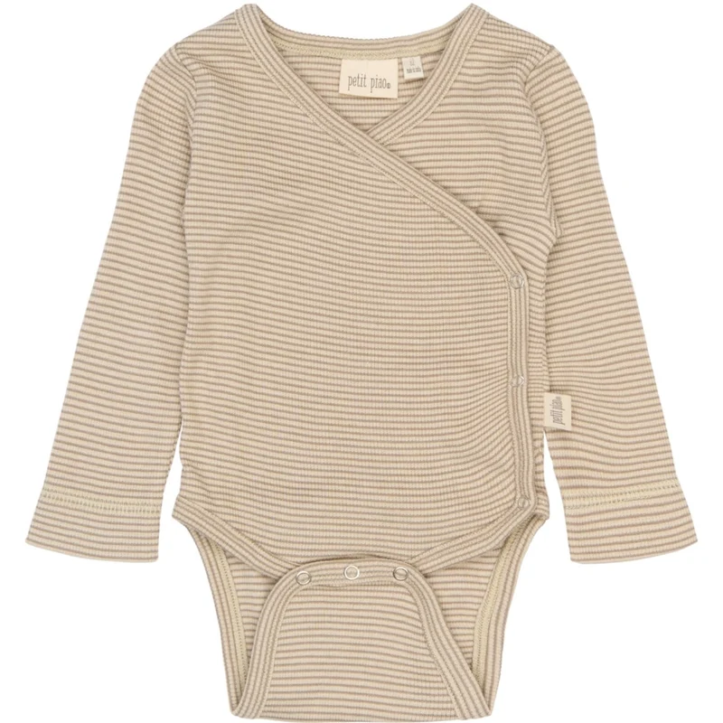 Petit Piao Pure Cashmere/Dark Off White PPDian Body L/S Fold Over Stripe NB NOOS